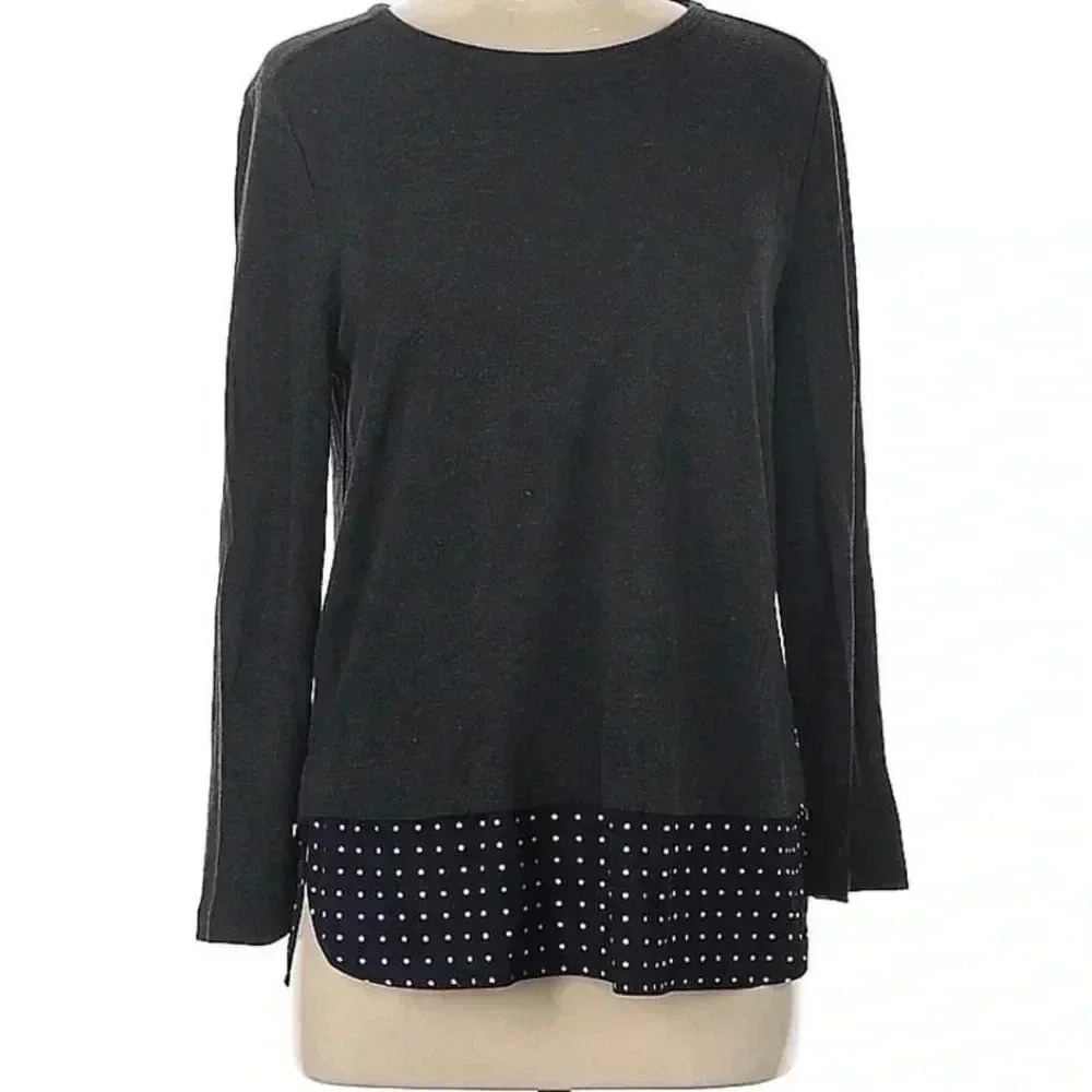 J Crew Mercantile doubled layered top size medium polka dot hem